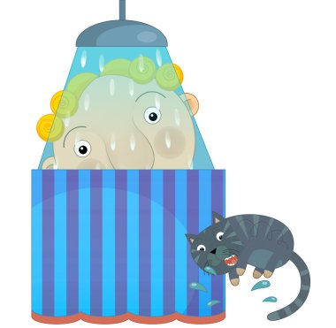 İzole karikatür çocuk - duş-