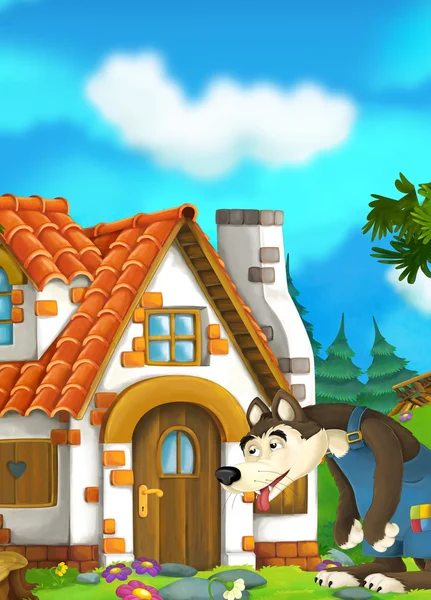 Cartoon scen av varg — Stockfoto