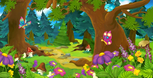 Cartoon forest scene - illustration for children — Stock Photo, Image