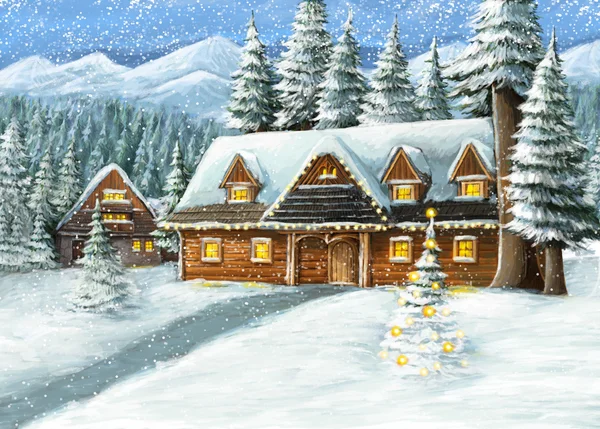 Weihnachten Winter glückliche Szene — Stockfoto