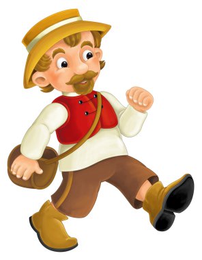 Güzel renkli çizgi film karakteri - genç adam - izole