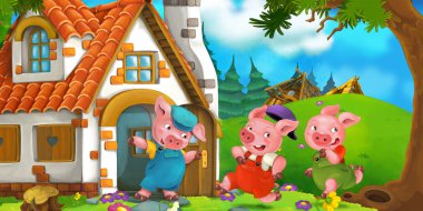 Kardeşini eve iki çalışan domuz çizgi film sahne