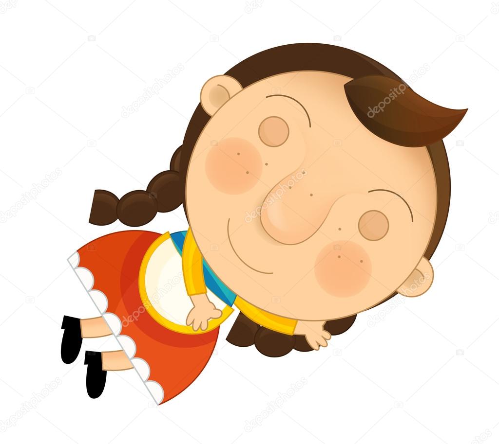 Cartoon Character Vintage Little Girl Isolated Illustration For Children Stock Cartoon Character Vintage Little Girl Isolated Illustration For Children Stock