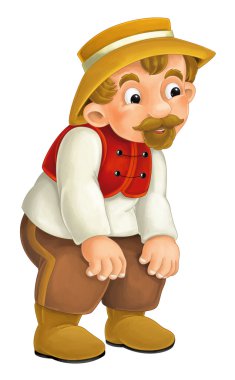 Güzel renkli çizgi film karakteri - genç adam izliyor baktılar - izole