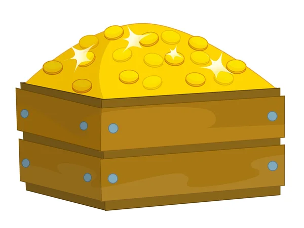 Cartoon box with golden coins - isolated - illustration for children — Stock Photo, Image