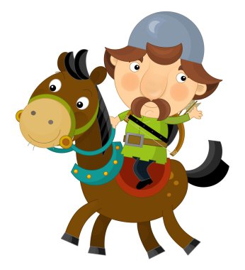 Çizgi film sahnesinde izole bir atlı - archer-