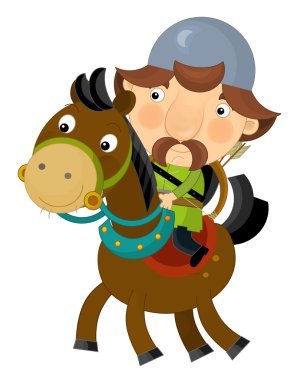 Çizgi film sahnesinde izole bir atlı - archer-