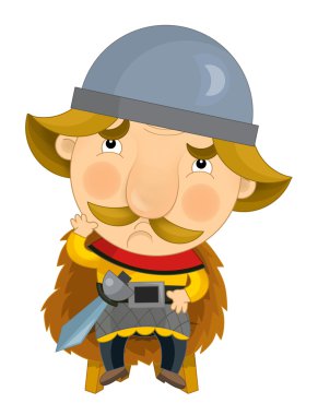 Çizgi film şövalye oturuyor ve düşünme - izole