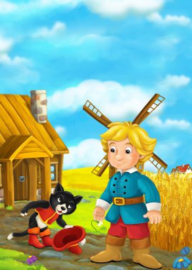 adam ayakta ve ahşap evi izliyor