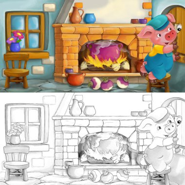 domuz eski evin içinde gizleme