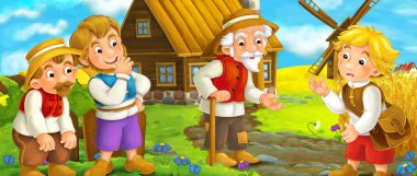 Çizgi film sahne - bir grup insan söz