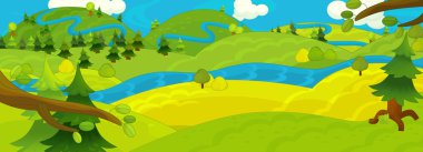 renkli karikatür manzara