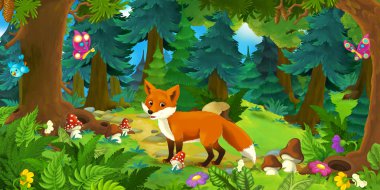 mutlu fox ayakta ormanda 