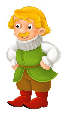 Güzel renkli izliyor ve gülümseyen çocuklar için - izole - illüstrasyon karikatür karakter - genç Sarayı sakini - ayakta