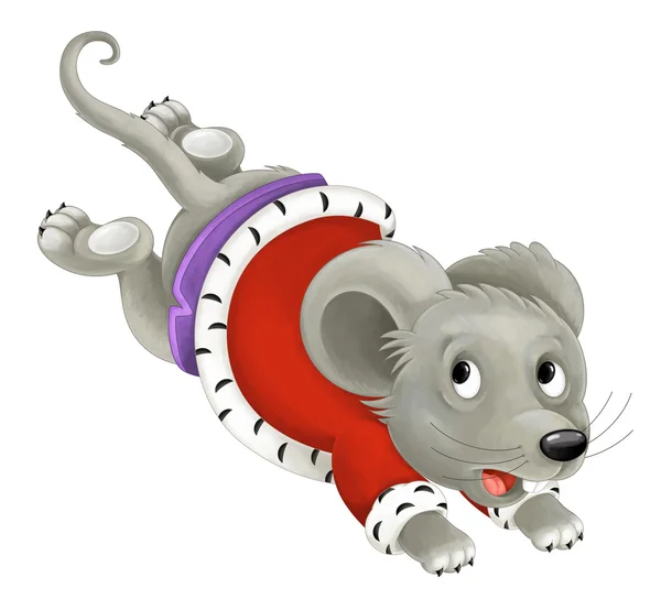 Cartoon creature king being running and jumping - mouse - isolated - illustration for the children — Stock Photo, Image