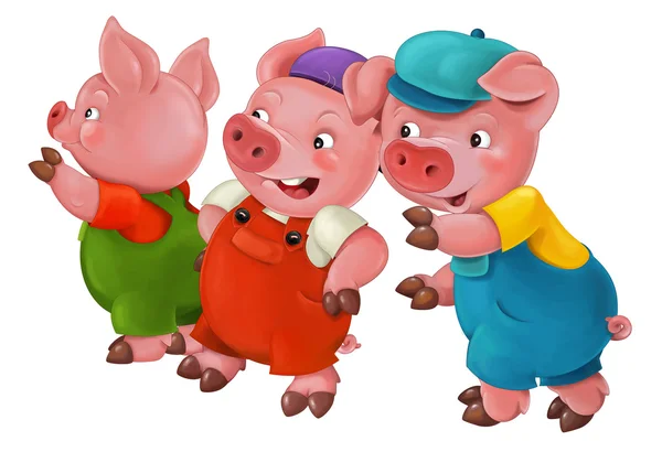 Cartoon isolated young pigs in work outfit - isolated - illustration for the children — Stock Photo, Image