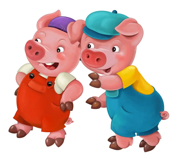 Мультфильм изолированные молодые свиньи в рабочей одежде - изолированные - иллюстрация для детей — стоковое фото