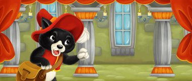 Güzel kale - çocuklar için illüstrasyon karikatür kedi