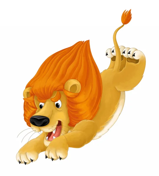 Animales de dibujos animados - león - caricatura - ilustración para niños —  Fotos de Stock