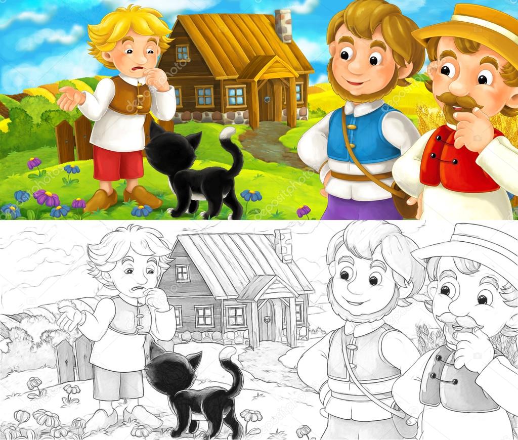 People talking - life in small village Stock Illustration by ©agaes8080  #124476884, image size:1024x870