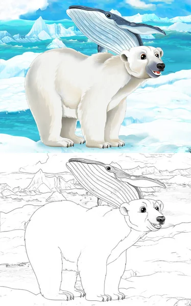 Cena Dos Desenhos Animados Com Animais Selvagens Como Urso Natureza — Fotografia de Stock