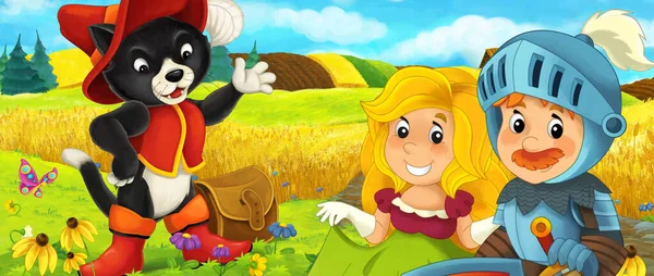 Zeichentrickszene Mit Prinz Und Prinzessin Auf Der Farm Ranch Wandertreffen — Stockfoto