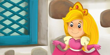 Çiftlikteki ahşap evde çocuklar için resimli karikatür sahnesi