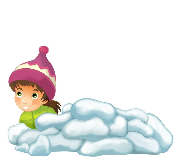 Zimą działalność dziewczynka — Zdjęcie stockowe