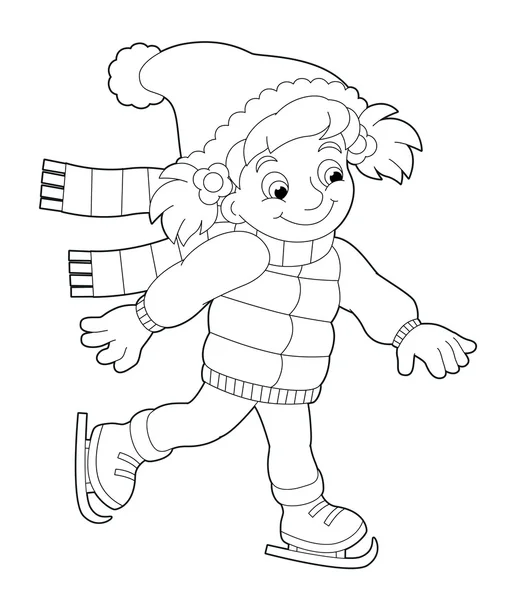 Girl skating coloring page — Stock Photo, Image