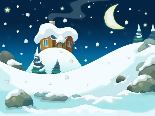 Illustrazione cartone animato invernale — Foto Stock