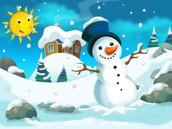 Winter cartoon illustration — Stock Photo, Image