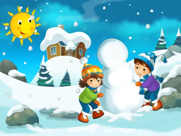 Winter cartoon illustration — Stock Photo, Image