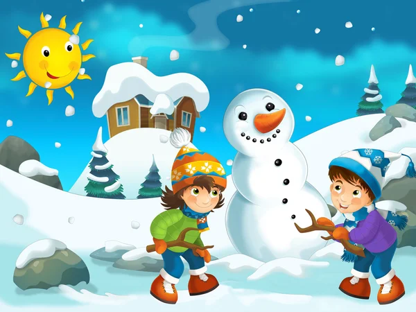Winter cartoon illustration — Stock Photo, Image