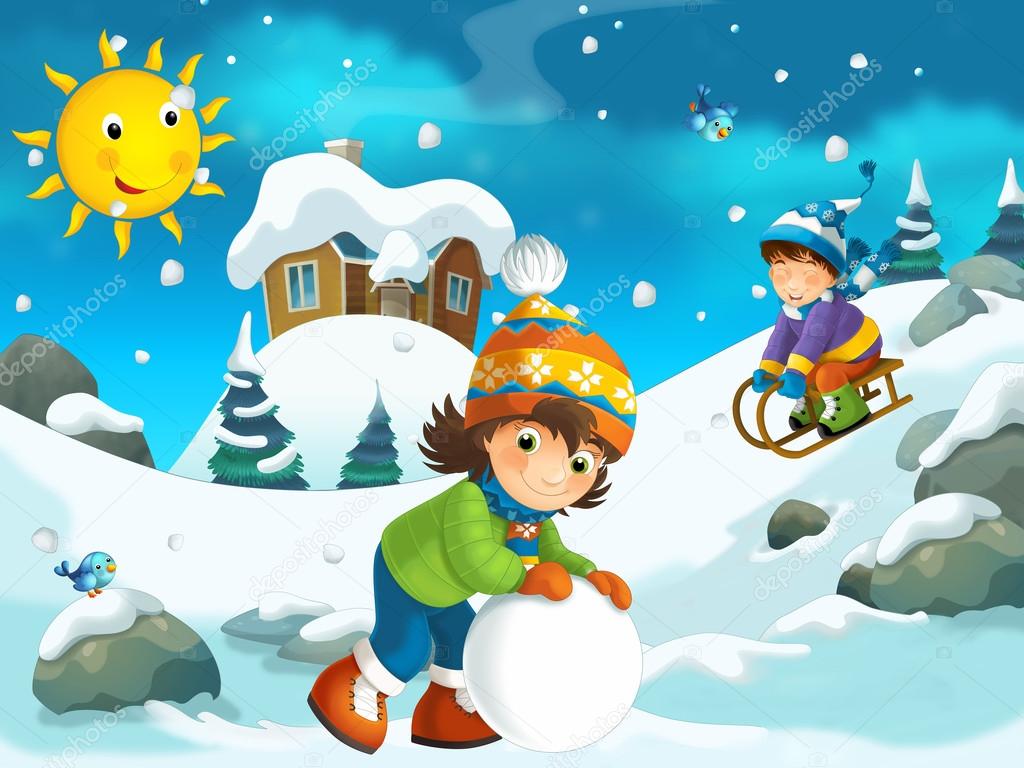 Winter-Cartoon-Illustration Stockillustration von ©agaes8080 #52578455, image size:1024x768