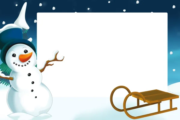 Christmas frame with snowman — Stock Photo, Image