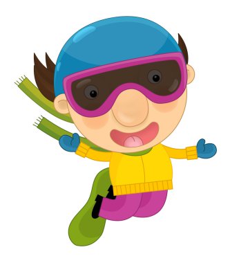 Çizgi film kış çocuk snowboard