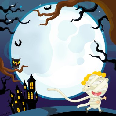 Cadılar Bayramı mumya siyah kale önünde