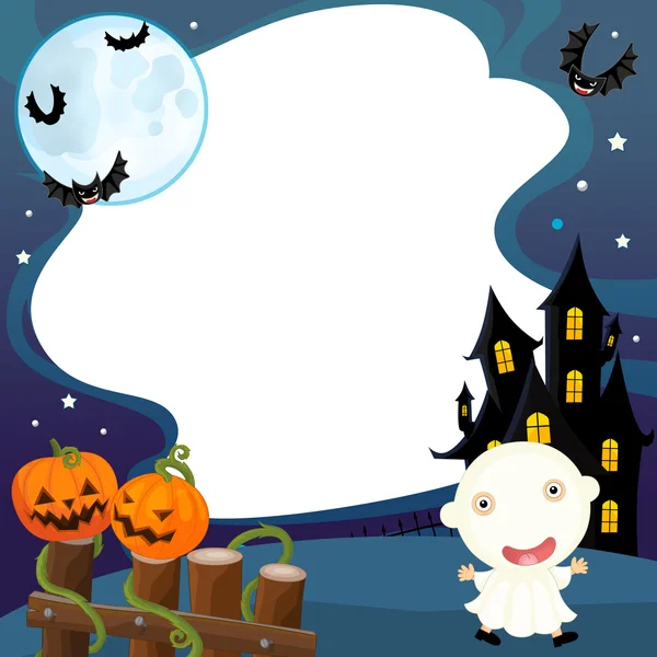 Cadılar Bayramı hayalet kale önünde