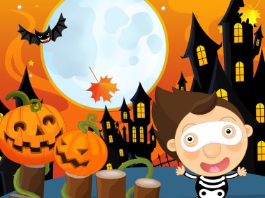 Çizgi film halloween iskelet