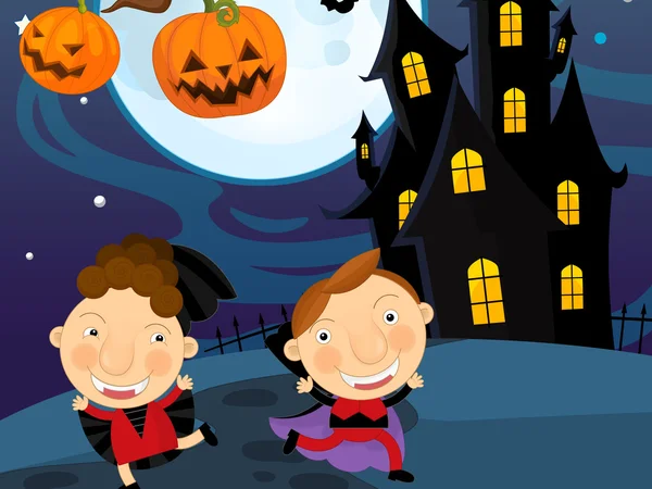 Vampiros de Halloween dos desenhos animados — Fotografia de Stock