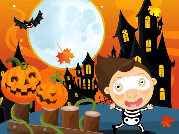 Dibujos animados esqueleto de Halloween —  Fotos de Stock