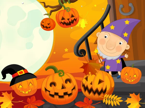 Feiticeiro do Halloween dos desenhos animados — Fotografia de Stock