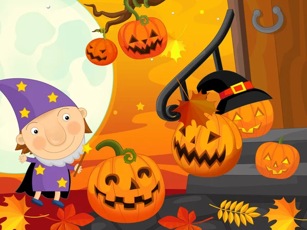 Cartoon halloween wizard — Stockfoto