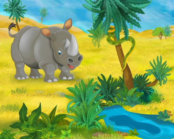 Cartoon wild rhino — Stock Photo, Image