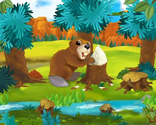 Cartoon Caricature beaver — Stock Photo, Image