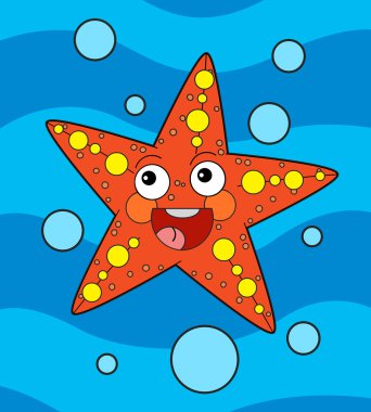 Karikatür mercan kayalığı hayvan - deniz yıldızı
