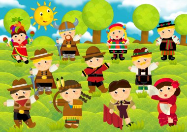 Farklı karakterler, renkli yatay