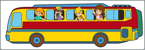 아이 들과 함께 만화 버스 — 스톡 사진