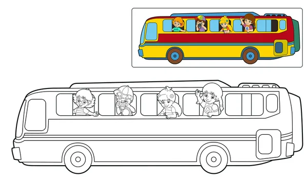 Autobús de dibujos animados - ilustración —  Fotos de Stock