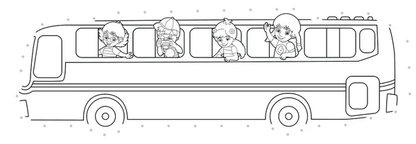 Autobús de dibujos animados - página para colorear —  Fotos de Stock